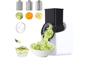 LENGSUAA Electric Cheese Grater Rotary, Electric Grater for Kitchen with 3 Sets of Blades, 3 in 1 Multi Rotary Cheese Grater Vegetable Slicer for Fruit and Vegtables (White)