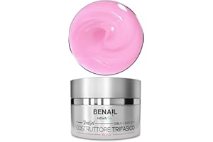 BENAIL PROFESSIONAL Gel ricostruzione unghie coprente, eleastico e non crea sollevamenti. Gel costruttore per unghie trifasico non brucia in lampada per ricostruzione unghie con cartine o dual tip (Rosa)