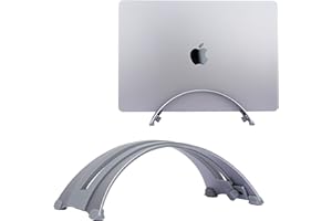 Psitek Regulowany Pionowy Stojak na Laptopa - Aluminium, Precyzja CNC, Anodowane Wykończenie, Pasuje do Wszystkich Laptopów w Tym 17-calowych, Wentylowany Design, Antypoślizgowe Podkładki Silikonowe