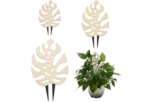 FINGERINSPIRE 3PCS Wooden Plant Trellises 3Sizes Monstera Leaf Shape Floral White Houseplant Trellis for Indoor Climbing Plants Garden Plant Trellis Support for Ivy Flowers Outdoor Potted Plants