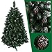 Produktbild Weihnachtsbaum künstlich Tannenbaum Christbaum Dekobaum neu Tanne 90,120 cm (Natur mit Kiefernzapfen und weißen Glitzer 120)