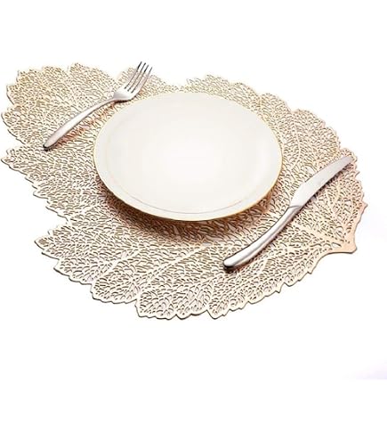 6 Runde PVC-Tischsets, Ausgehöhlt & Waschbar – Hitzebeständig & Rutschfest Für Küche, Party, Hochzeit