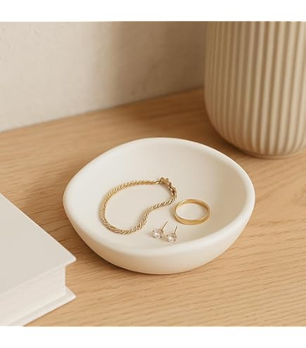 Support à Bijoux En Coquillage Blanc, Plateau à Bagues, Support De Collier, Support De Bracelet Et Organisateur De Boucles D'oreilles, Bol à Clés