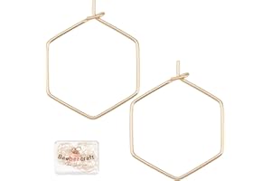 Beebeecraft, 40 Uds., Aros Geométricos para Pendientes, Aros Hexagonales Chapados En Oro de 18K para Copa de Vino, Aros para Abalorios, Aro para Fabricación de Pendientes DIY