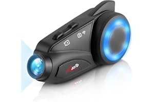 Moto Bluetooth Intercom MAXTO M3 moto Casco auricolare e fotocamera Kit sistema di comunicazione 1000M 6 Piloti interfono Wireless Interphone (Siri Google Assistant/Impermeabile/GPS/TF Max 128G)