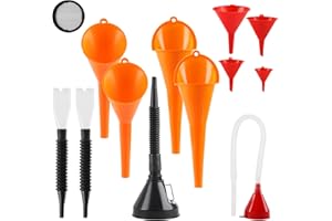 QIXINGYL 12 STK Einfülltrichter Set, KFZ Benzin Trichter, Öltrichter, Öleinfülltrichter, flexibles Kunststoff Trichter Set, Kraftstoff Trichter mit Schlauch mit Auslauf und langen Auto öl Motorrad Trichtern