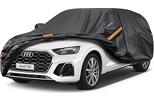 Kayme Funda Coche Exterior, Compatibles con Audi Q5 (2008-2025), Cubierta para Coche Impermeable Transpirable Anti-UV Antipolvo de 7 Capas, Cubre Coche con Cremallera y Forro de Algodón.