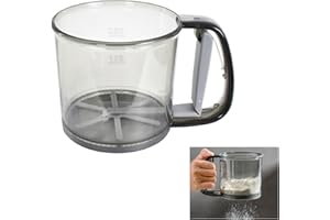 TIBAPLA Setaccio per Farina Manuale, Setaccio per Farina e Zucchero a Velo a Maglia Fine in Acciaio Inox con Scala, Setaccio da Cucina Setaccio Farina Setaccio da Forno Colino per Polvere per Domestica (A)
