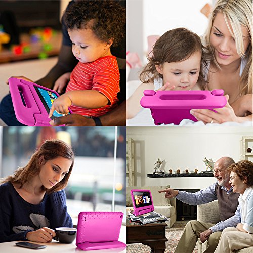 AFUNTA Feuer 7 2015 Fall, geringes Gewicht Shock Proof Convertible Griffhalterung EVA Schutz Kinder-Kasten für Amazonas Feuer 7-Zoll-Display-Tablet (5. Generation – 2015 Veröffentlichung Only) -Rose Red - 6