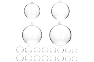 QWORK Transparenta plastbollar – Ø 5,6,7,8 cm – julboll att fylla (20 stycken)