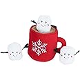 ZippyPaws - Holiday Burrow, Interactive Squeaky Hide and Seek Plush Dog Toy - Hot Cocoa and Marshmallows