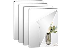 Augshy 4 Stück 30x40cm Selbstklebende Fliesenspiegel, Selbstklebende Flexibler Spiegel Nicht Glas DIY Acrylic Wanddekoration Dekospiegel Rahmenloser Wandspiegel