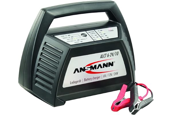ANSMANN Chargeur de batterie de voiture 6V/12V/24V ALCT 6-24/10 (1 pce) – Chargeur pour batteries au plomb – Chargeur de batterie auto avec pinces croco