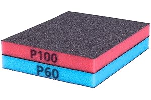 INNSPIRO Set 2 esponjas de Lija súper Flexible Grano fino-100 y medio-60 12x10x1,2cm., para lijar y pulir Madera, Pintura, Acero, óxido