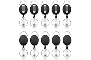 Fushing 10pcs porte-clés rétractables, porte-badge mousqueton robuste, bobine de badge d'identification avec cordon rétractable