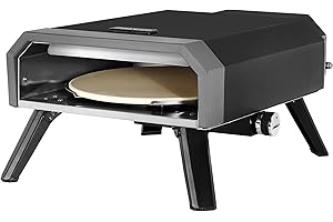 Royal Gourmet Four à Pizza Gaz Extérieur, Barbecue à Pizza de 4 KW avec Pierre Pizza de ⌀33 cm, Allumage Automatique et Pieds Pliables pour Le Jardin, Le Camping, Noir