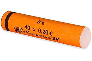 Securina24 Tubi Portamonete da 1 Centesimo Fino a 2 Euro o 119 Pezzi Misti, Involucri per Monete (Tubi Portamonete 20 Centesimo)