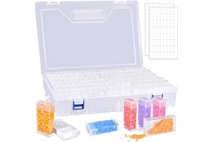 CIRULLI Scatola portaoggetti per pittura con diamanti, 120 barattoli di plastica, scatola per ricamo diamanti, perline di plastica, contenitore, accessori