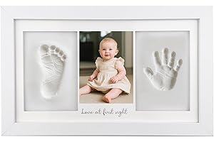 VELLUSTRA Kit de Marco Para Manos y Huellas de bebé para Niño y Niña, Regalos para Baby Shower, Marcos de Fotos de Arte de Memoria para la Lista de Bebés, Decoración