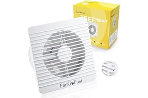 FanGoFast Aspiratore Bagno 100mm, Ventilatore da Bagno con Timer e Valvola Antiritorno, Ventola Aspirazione Combattere Muffa e Umidità per Bagno Cucina Garage