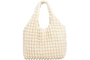 TIAASTAP Puffer Tote Bag for Women Quilted Bag Large Capacity Puffy Shoulder Bag with Purse Lightweight Padded Handbag for Work Travel School Shopping