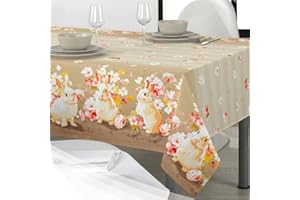 FILO D'ORO BIANCHERIA Tovaglia Pasquale in Cotone Stampata Digitale Ad Alta Definizione per 6-12-18 persone, Tovaglia Rettangolare, Copritavolo Pasqua con motivo coniglio e uova, Made in Italy (Orasi, x12 (140 x 240 cm))