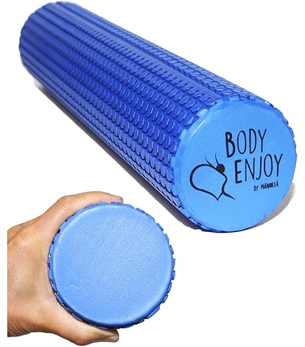 Kawanyo – Rouleau Pilates 90 Cm Bleu Pour Exercices De Stabilité & D' équilibre – Rouleau De Yoga En Mousse Dure – Idéal Pour Pilates, Fitness, Rééducation & Gym Douce