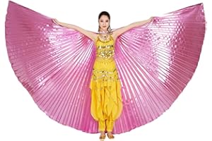 FJROnline Dance Fairy Egypt Opening Belly Dance Isis Wings with Sticks/Rods for Carnival Costumes Women (Sticks/Rods include)