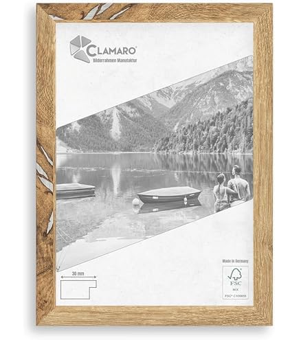 FRAMO Op maat gemaakte houten fotolijst, 28 x 62 cm, koperbruin, kleur/maat naar keuze, ontspiegeld acrylglas, lijst voor puzzel, foto's, poster
