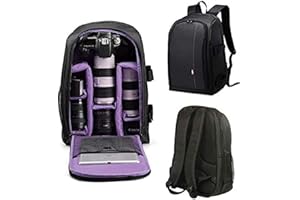 LUVODI Camera Backpack for SLR/DSLR Cameras w/ 16” Laptop Compartment Professional Waterproof Photography Bag Rucksack Lens Flashes Camera Case for Canon, Nikon, Sony and Accessories