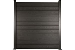 Ventanara® WPC Zaun Sichtschutzzaun Steckzaun Gartensichtschutz Komplettset 188x190 inkl Aluminiumpfosten anthrazit (anthrazit, 1x Element + 2X Pfosten inkl. Aufschraubhülse)