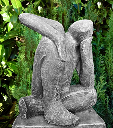 Steinfigur Träumer in Schiefergrau, abstrakte Deko-Figur für Haus und Garten, moderne Statue als Garten-figur - 3