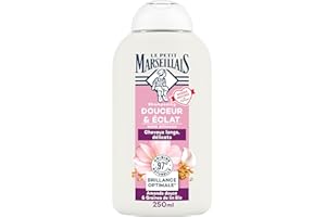 Le Petit Marseillais Shampooing Douceur & Eclat, Cheveux Longs et Délicats, Amande Douce BIO & Graines de Lin BIO, 250 ml (Lot de 1)