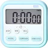 GERQSHO Stopwatch Timer for Study Kitchen Timer Large LCD Screen 24hr Digital Display Magnetic Retractable Stand Loud Alarm Stop Watch Countdown Flashing Light Study Timer for Students Cooking (Blue): 