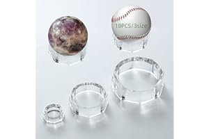 TERDEWE 3 size(18PCS) Octagons New Version Clear sphere stand,Ring ball Stand Spheres Holder, Display Stand for Golf Ball, Baseball, Softball, Tennis Ball, Spheres, Marbles, Collections