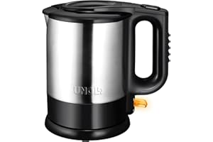 Unold 18015 Hervidor de agua – Acero inoxidable Kettle, Negro, 1,5 L, enchufe UE, 2200 W, quemador de flash, base de acero inoxidable giratoria 360°, protección contra ebullición en seco, apagado