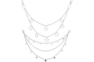 GTZIQA Star Belt Chain, 2 Pcs Y2k Pants Chain Multi-Layer Punk Rock Jean Chains Vintage Hip Hop Wallet Chains Waist Body Accessories for Men Women