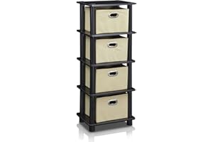 Furinno Toolless Shelves, Wood, Espresso/Black, one size,28.7 (W) x 73.15 (H) x 19.56 (D) cm