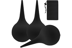 BORISCA 3 PCS Poire Lavement Oreilles, Poire Oreille Bouchon Adulte Enfant avec Sac Tissé Poire Effilée pour Nettoyer les Oreilles Seringue oreille Utiliser pour Nettoyage des Oreilles (Noir)