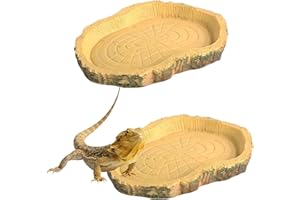 CALKKRER Calkrer Lot de 2 bols à eau pour terrarium, accessoires pour tortues, bols à eau pour reptiles, bols à nourriture, bols à boire pour terrarium