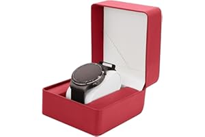 FuninCrea Porta Orologi da ViaggioPelle PU Singola Scatola Orologi con Cuscini per Orologi Rimovibili per Donne e Uomini, Portable Porta Interna per Orologi da Polso (Rosso)