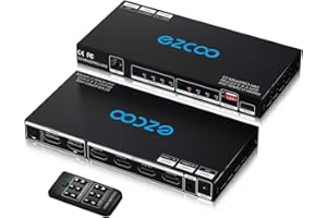 ROFAVEZCO Matriz HDMI 4 en 2 hacia Fuera 4K 60Hz 4:4:4 HDR 10 Atmos SPDIF 5.1CH Audio Extractor HDMI Scaler 4K 1080P Sync