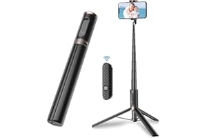 TONEOF 152cm Bastone Selfie Treppiede, Tutto in 1 Treppiede Smartphone Estensibile in Alluminio con Telecomando Wireless Selfie Stick Treppiede portatile e leggero per iPhone e Android-Nero