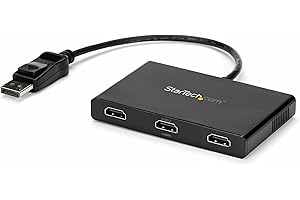 StarTech.com 3-Port Multi Monitor Adapter - DisplayPort 1.2 to 3x HDMI MST Hub - Triple 1080p HDMI Monitors - Extended or Cloned Display mode - Windows PCs Only - DP to 3x HDMI Splitter (MSTDP123HD)