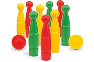 Wader-Wozniak 80020 Kegelspiel für Kinder im Karton, 9 Kegel und 2 Bälle Bowling Set, ab 1 Jahr für Mädchen und Jungen, Multicolor