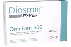 DULÀC FARMACEUTICI 1982 DuLàc, Diosmin Expert Omniven 500, Food Supplement with Diosmin, Hesperidin, Helpful for Heavy and Swollen Legs, Microcirculation and Fragile Capillaries, Made in Italy, 40 Tablets