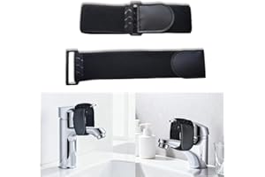 KEWUF Protezione per Bambini, Impedisce ai Bambini di Aprire il Rubinetto, Sicurezza dell'Acqua per Bambini, Banda Elastica in Velcro, Rubinetto, Per Cucina, Bagno (2 Pezzi, Nero, 5 * 30 cm)
