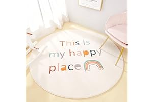 ‎AIMECO AIMECO Kinderteppich Rund 80CM - Weicher Kuscheliger Teppich für Kinderzimmer Mädchen Schlafzimmer, Motiv Alphabet Regenbogen, Dünn & Pflegeleicht