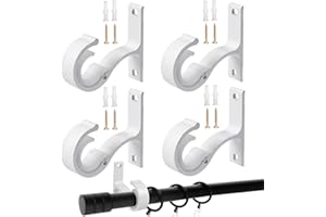 LUMINARYLAIR 4 Piezas Soporte Barra Cortina Techo, Soportes para Tubos de Cortinas, Soportes Ajustables para Cortina, Soporte de Barra de Cortina Blanco, Soporte Cortina Techo Aleación de Aluminio, para Hogar Baño