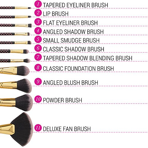 Pink-a-Dot Make-up Pinsel set mit Tube Container Make-up Pinselset Halter 11 Stück - 4